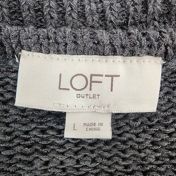LOFT Womens Pullover Sweater Oversized Large Gray Long Sleeve V Neck Knit Slouch - Picture 9 of 11